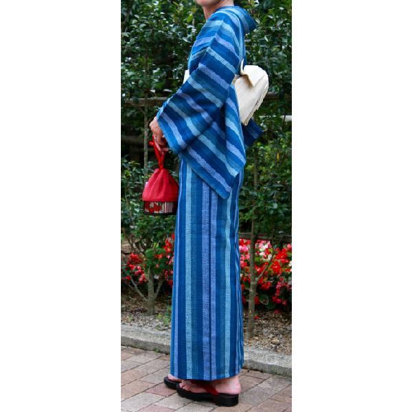 阿波しじら織木綿きもの 115 単衣仕立て 阿波正藍しじら織伝統工芸品