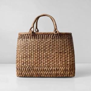 山葡萄籠バッグ 手作り 山葡萄かごバッグ 細ひご 内布あり ファー付き