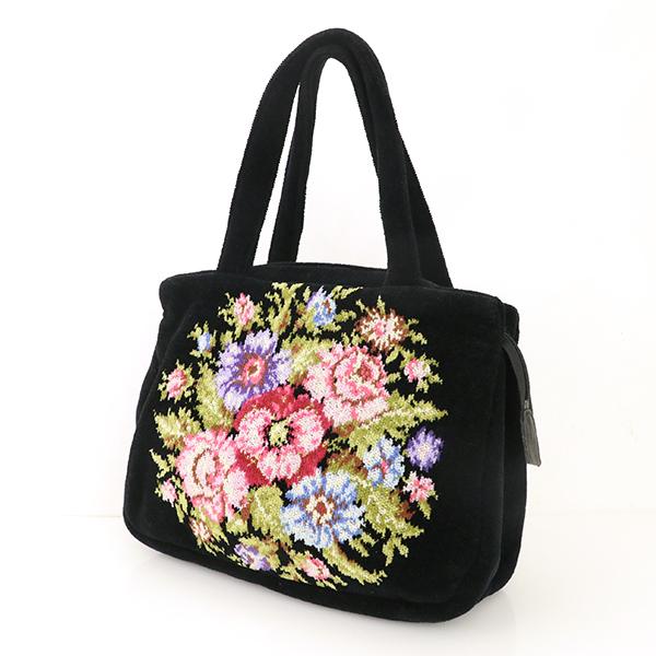 フェイラー FEILER 花柄 ブラック シュニール織 コットン タオル地