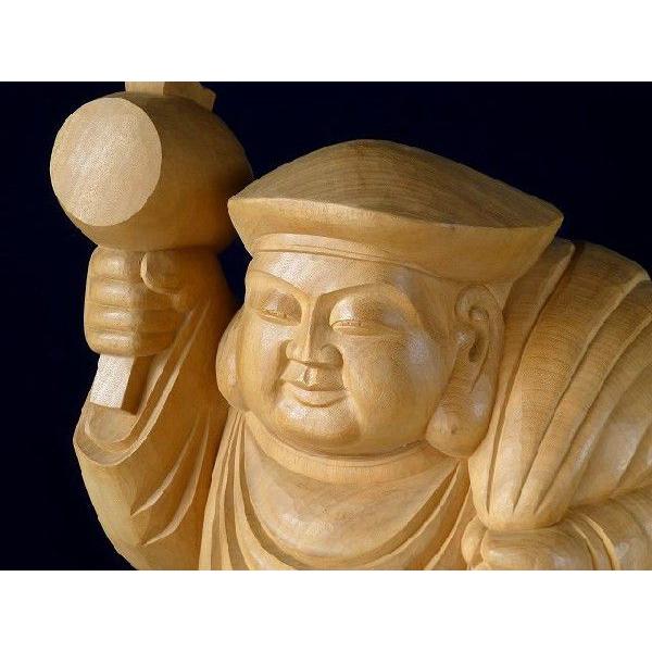 木彫り「大黒天」(60cm) 仏像 置物 開運 風水 魔除け : 森彫刻所