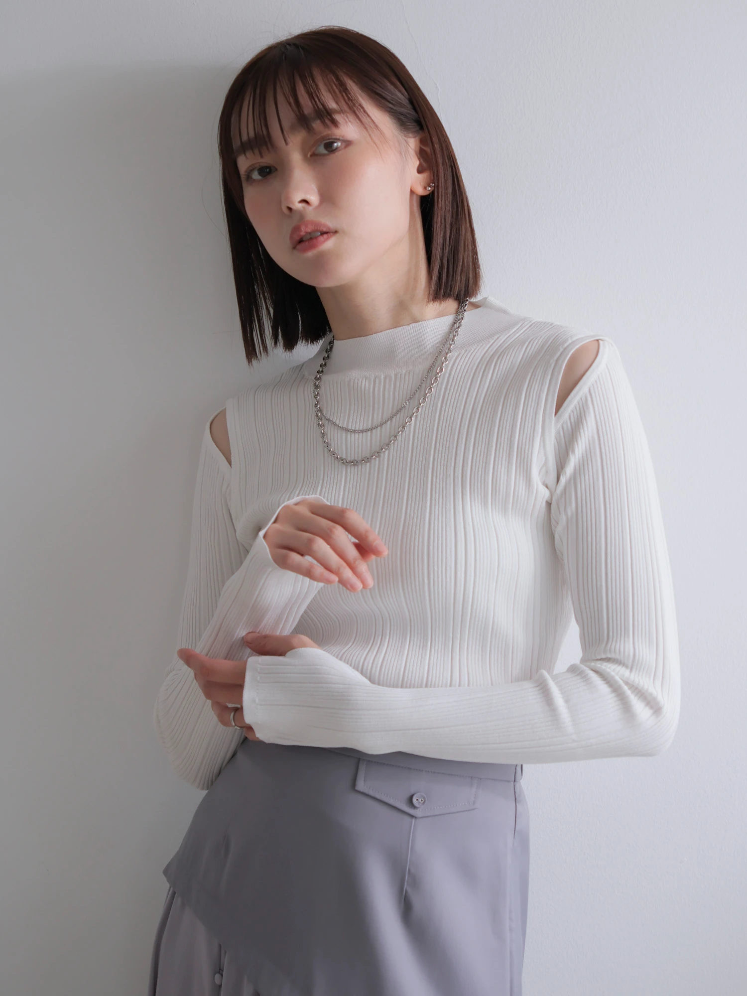 LADYMADE（レディメイド）｜ スリットショルダー2WAYリブニット