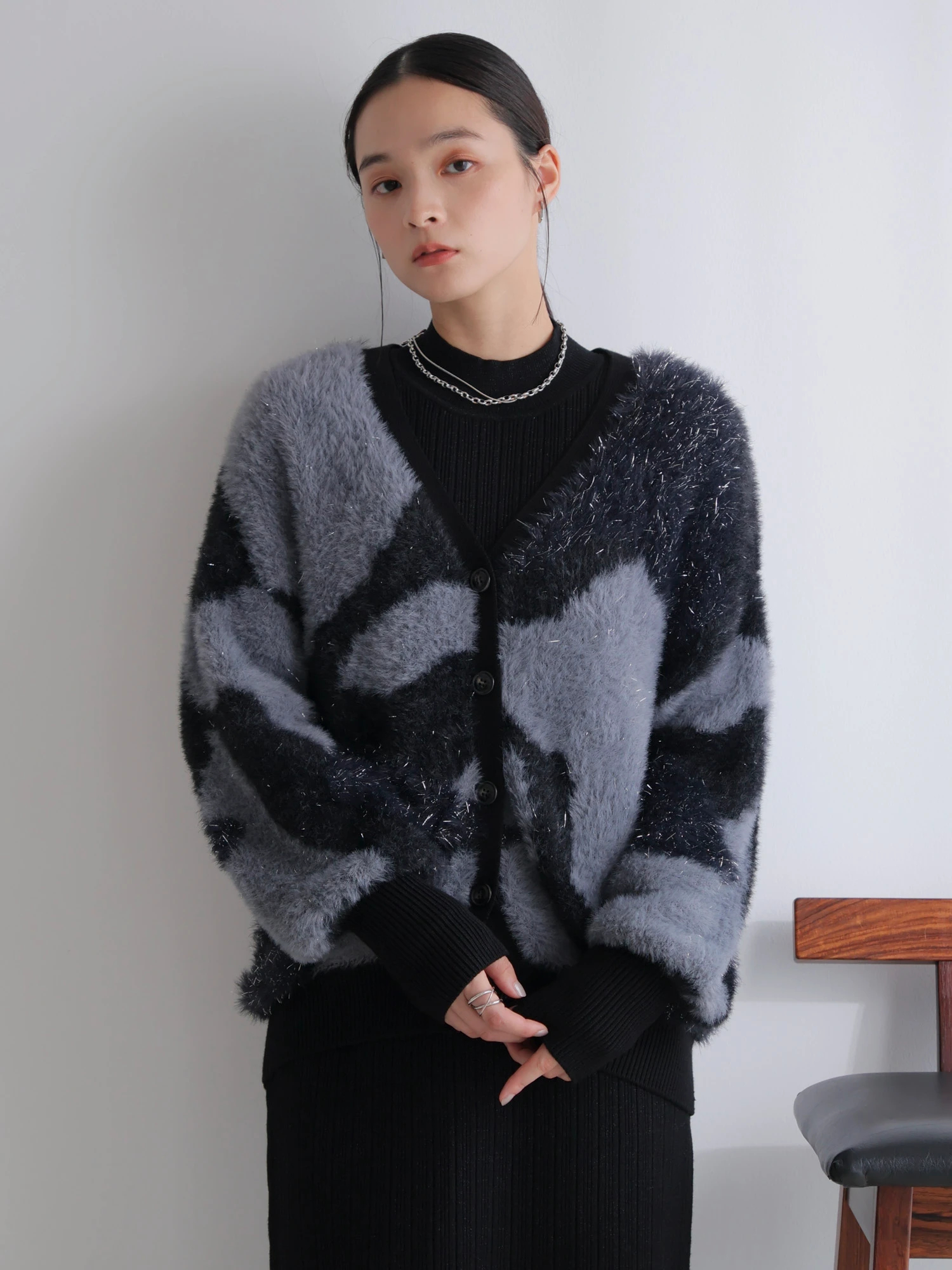 LADYMADE（レディメイド）｜ ラメフェザージャガードニット