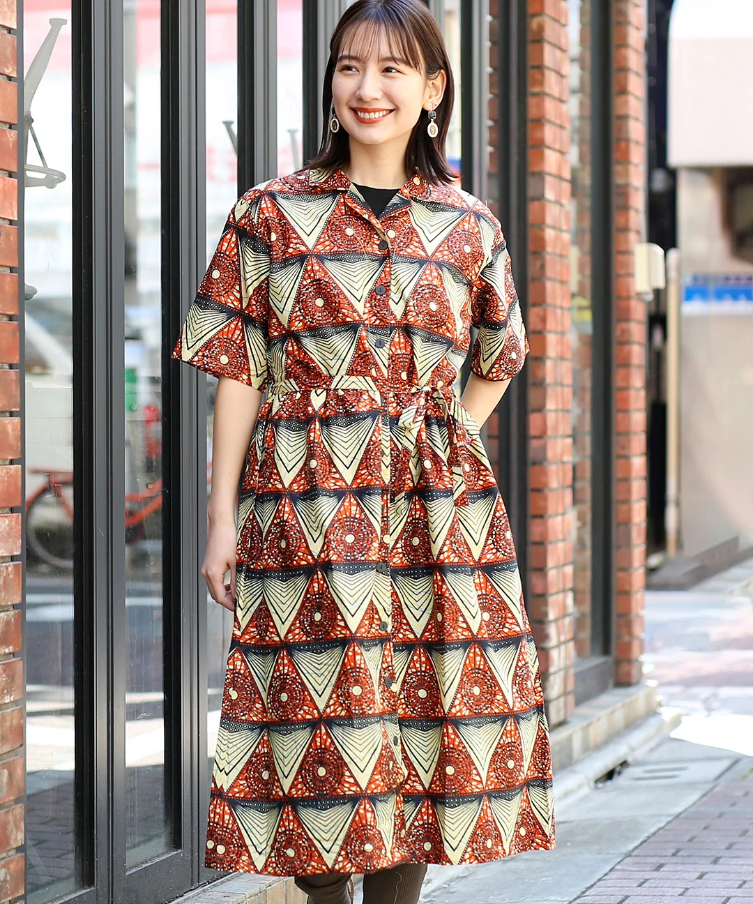 Shanti Shanti アフリカンプリントシャツワンピース【WEB限定】 【3月2