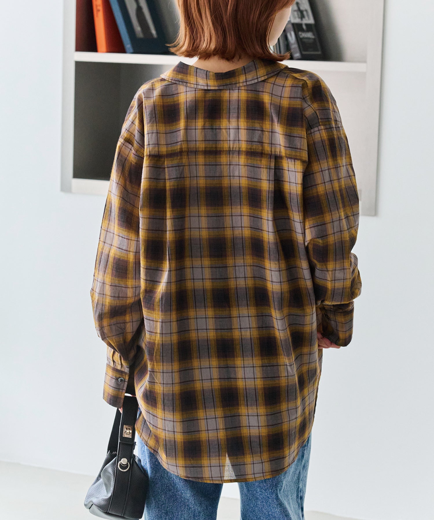 シアーチェックシャツ | ラビアンジェ-⼤きいサイズのレディース服