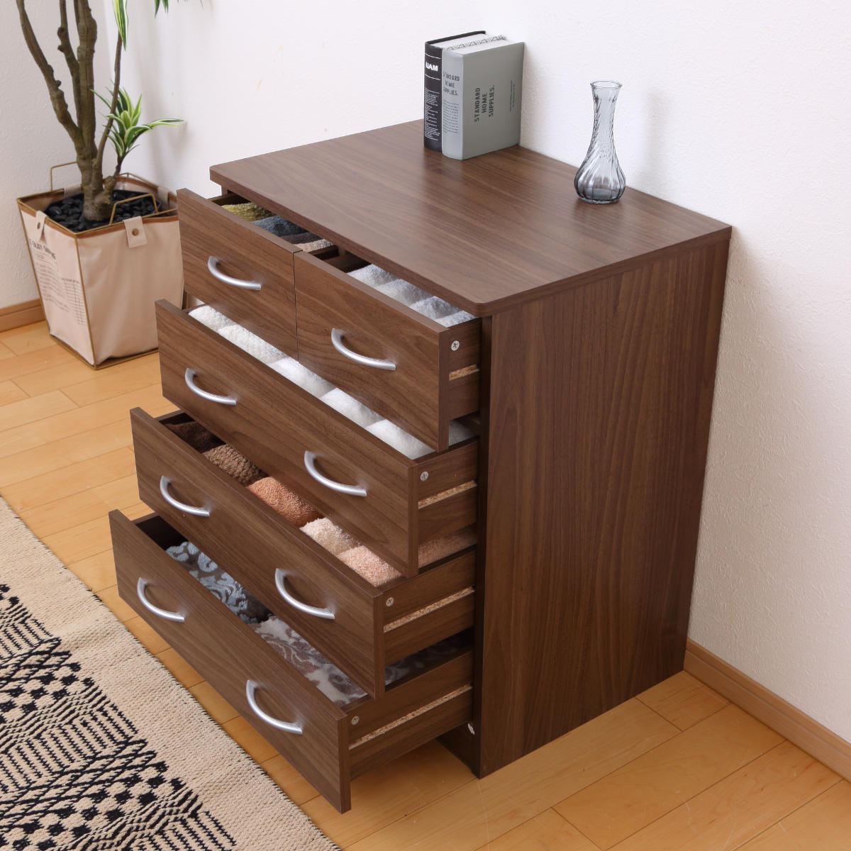 チェスト 幅60cm 4段 北欧風 ブルーム （ 4段 5杯 たんす タンス