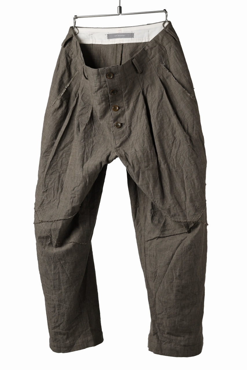 YUTA MATSUOKA cross switch cropped pants / spec dyed canvas (khaki
