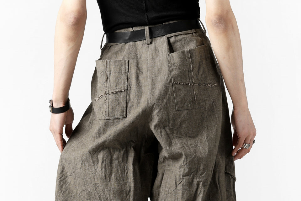 YUTA MATSUOKA cross switch cropped pants / spec dyed canvas (khaki
