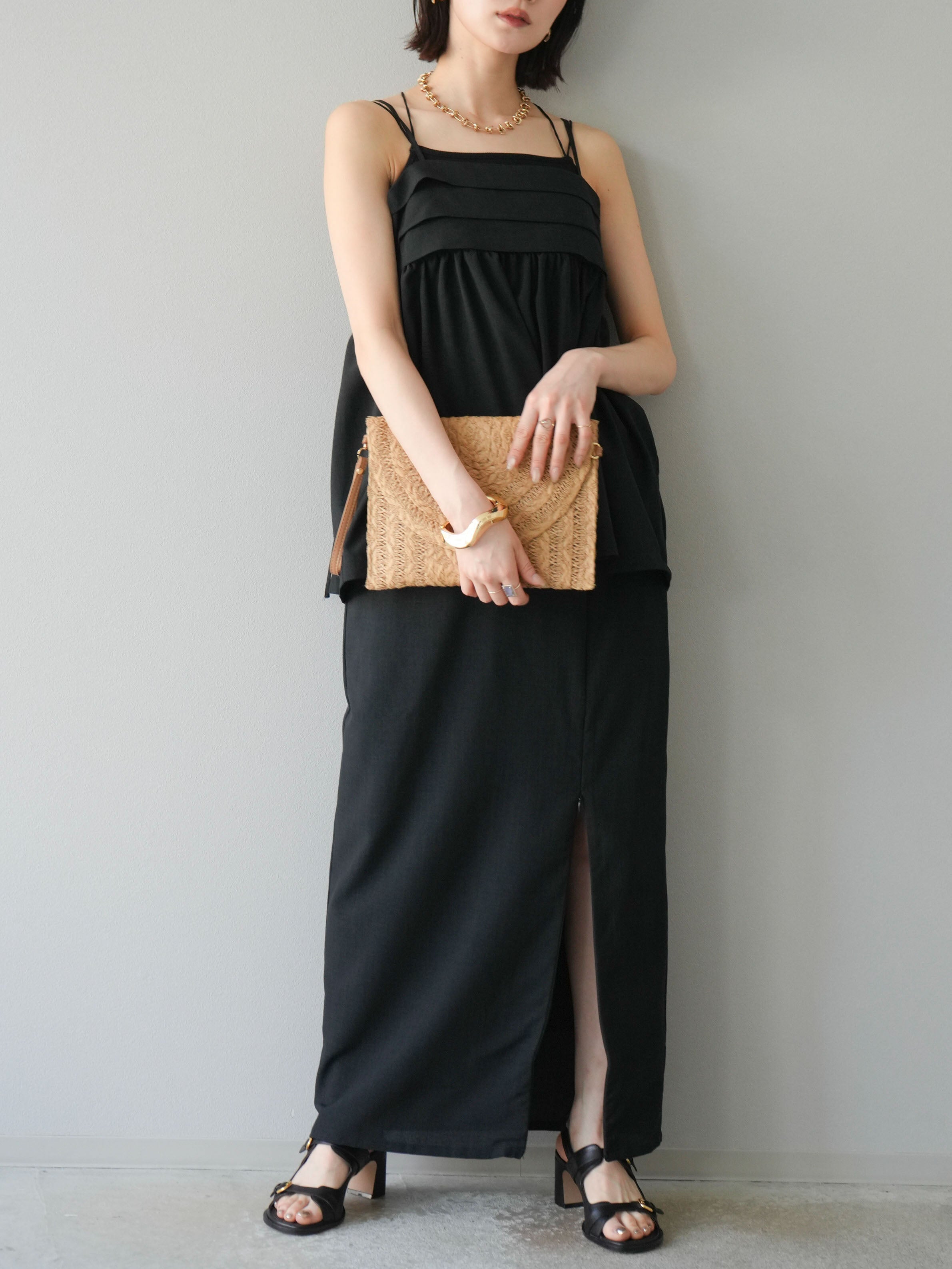 予約]リネンライクZIPスリットタイトスカート/ブラック – Lumier