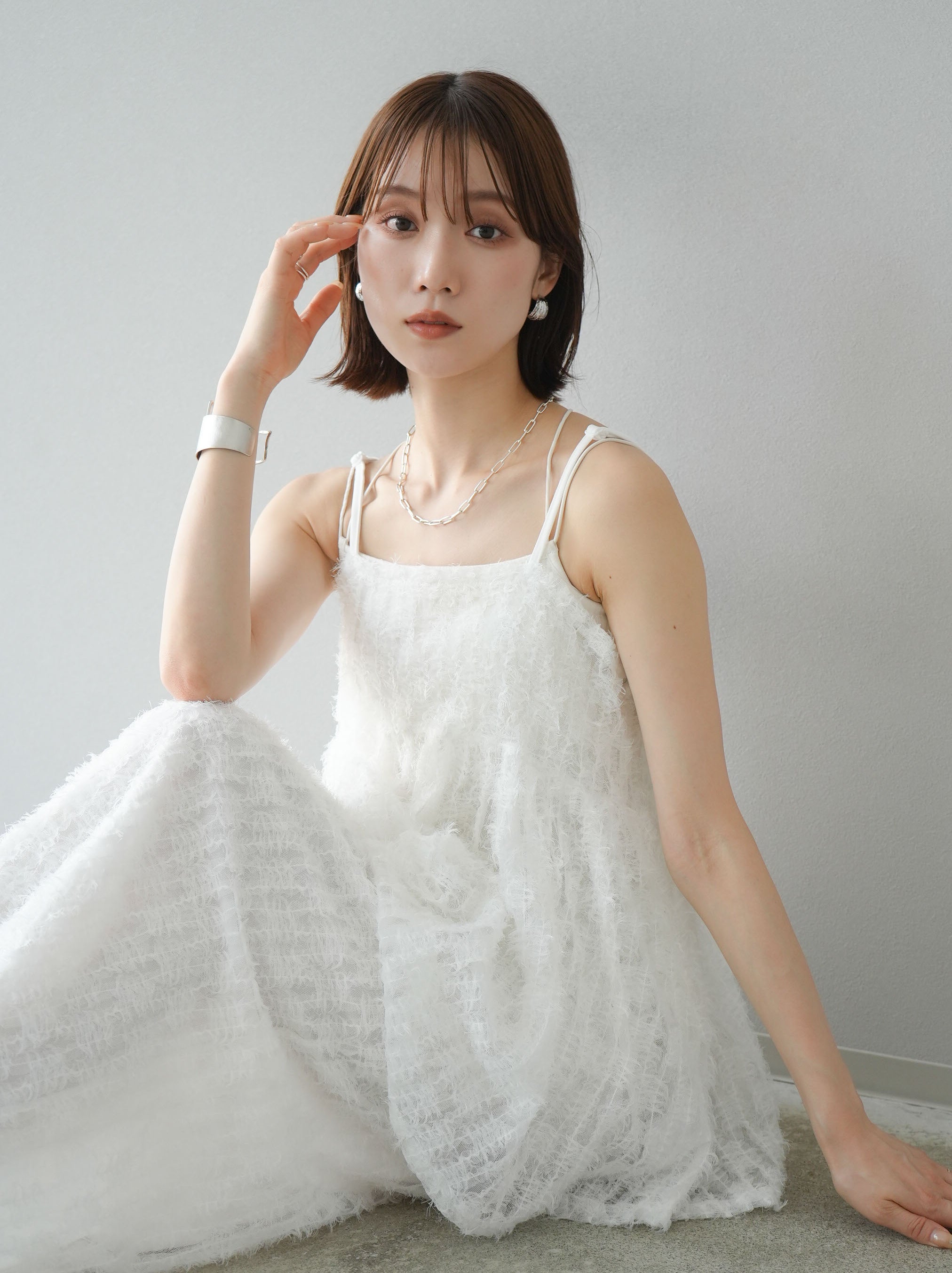 予約]フリンジチュールキャミソール/オフ – Lumier