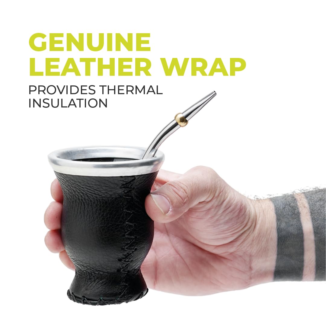 Amazon | レザー&ガラス製マテセット ストロー(ボンビージャ)付き