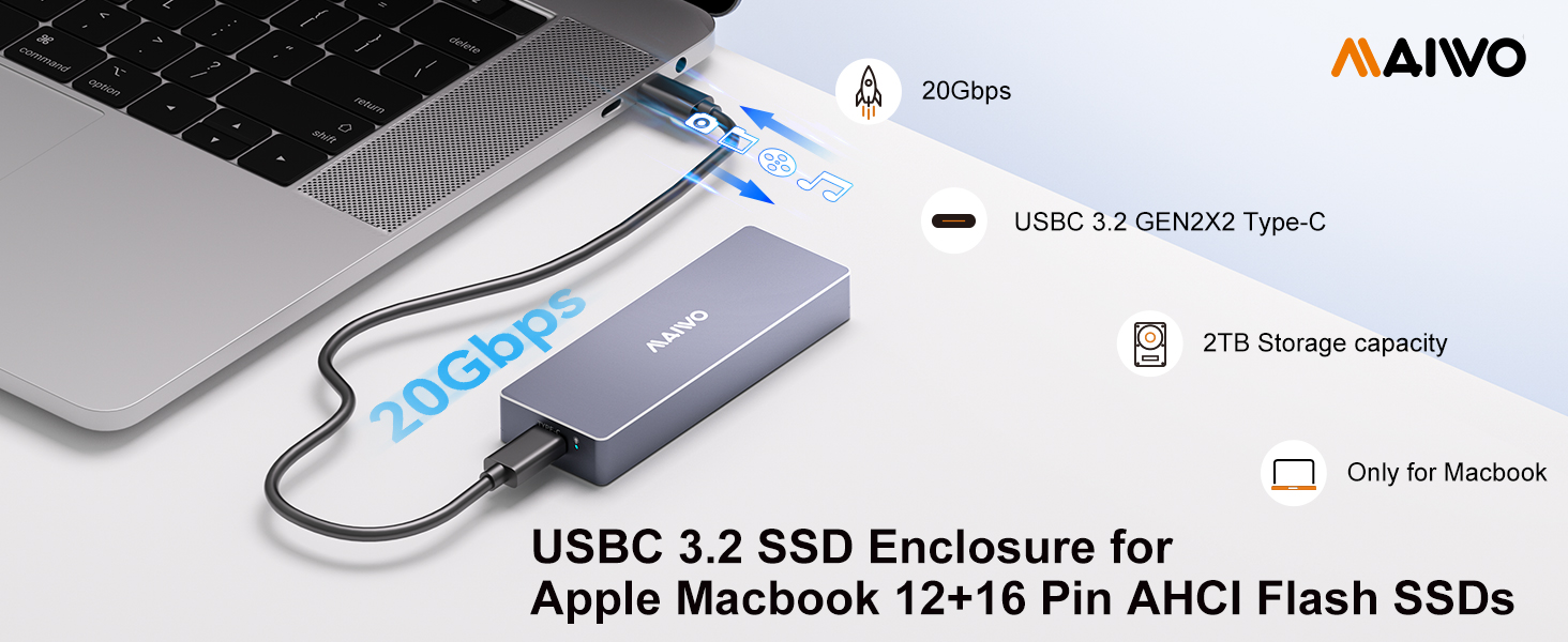 Amazon.com: MAIWO USB C 3.2 SSD Enclosure for Apple SSD 12+16 PIN