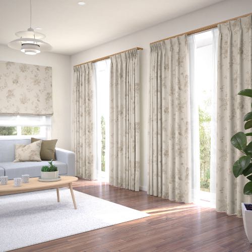 イージーオーダー】遮光3級 エレガンス 花柄プリントの形状記憶付