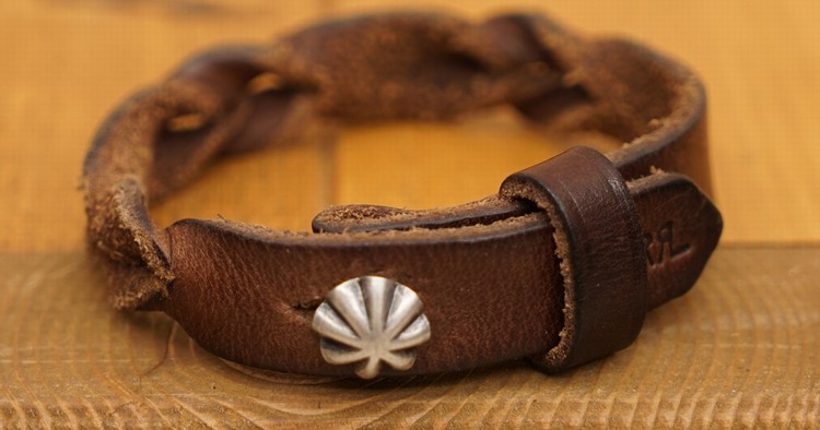 ダブルアールエル) RRL ブレーデッド レザー ブレスレット コンチョ