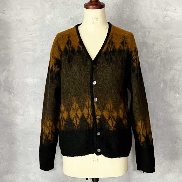 60'S Sears Mohair Cardigan Made in USA BLACK BROWN/L 60年代