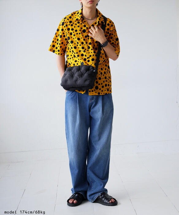 シャツ メンズ トップス 半袖 ドット柄 綿100 送料無料・(50)メール便