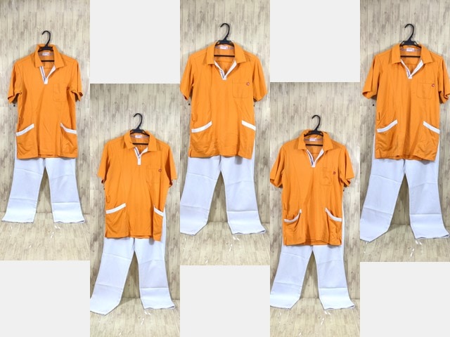 r38 ナース服 看護婦服上下セット トップス(オレンジ)+ストレート
