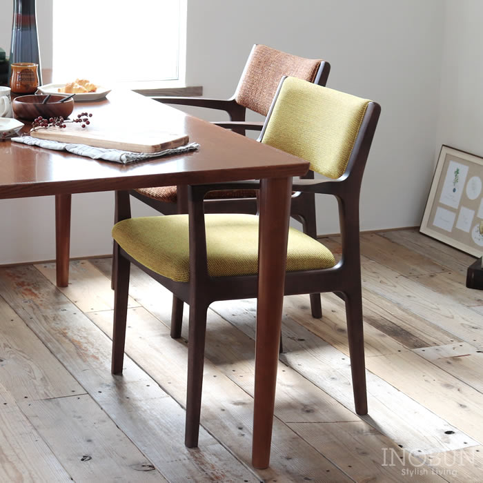 カリモク60 ダイニングチェア マスタードイエロー モカブラウン