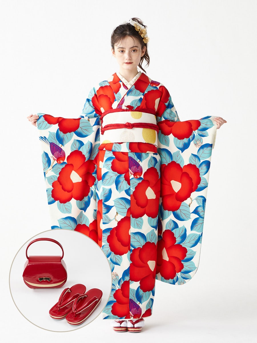 レンタル振袖【F3701】 椿鳥(FREE レッド): ふりふ ｜ミマツグループ