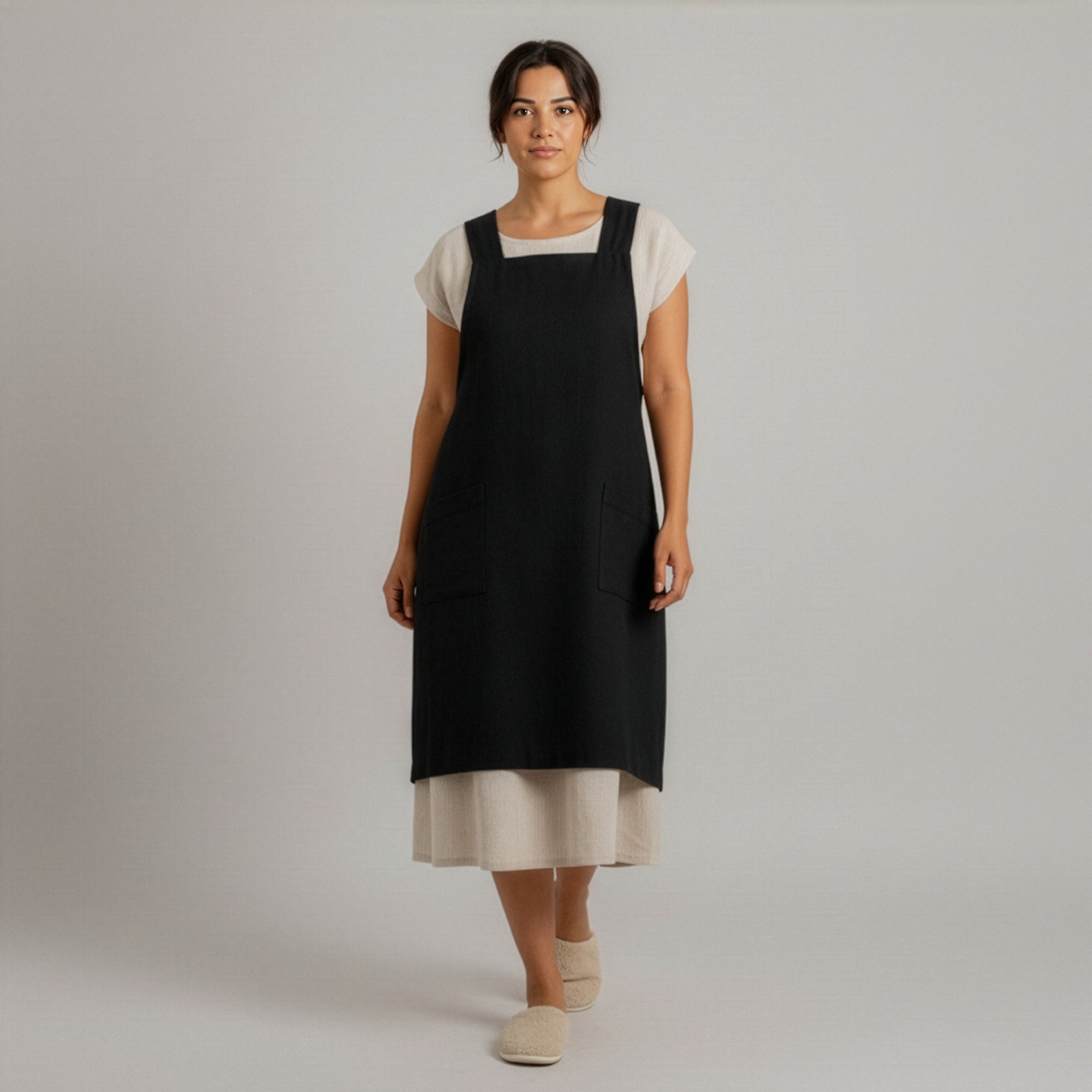 100% Linen Apron Cross-back One Size ❤ menique - MENIQUE