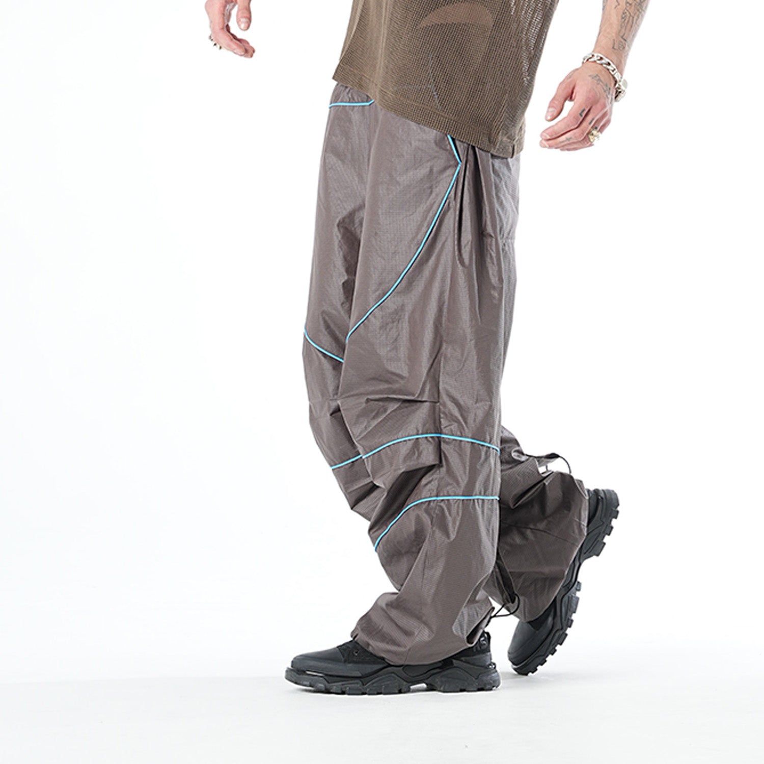 MUZE TURQUOISE LABEL - PIPING WIDE PANTS(BROWN)ミューズ パイピング