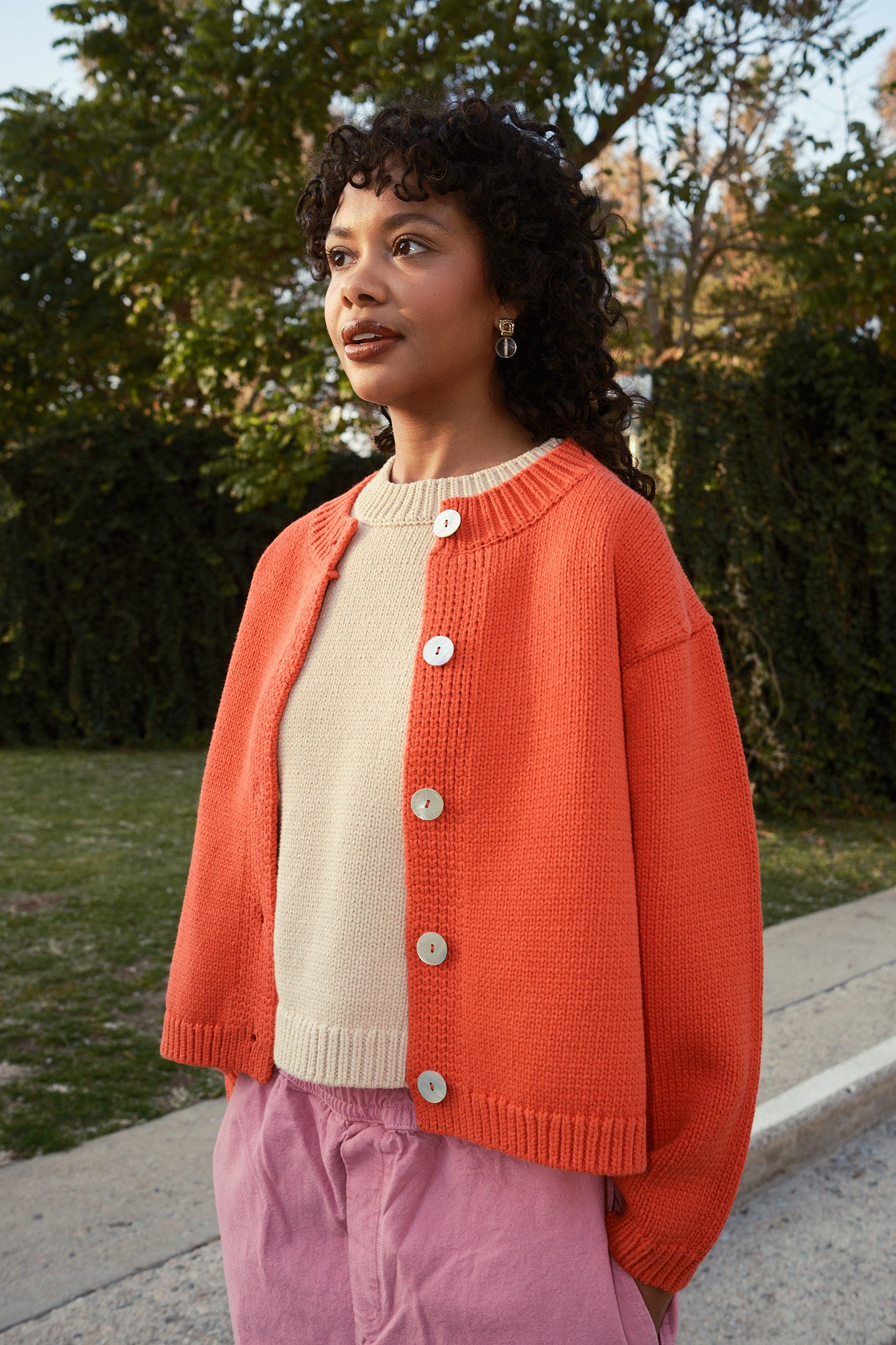 Shiloh Cotton Cardigan - Coral – Nikki Chasin