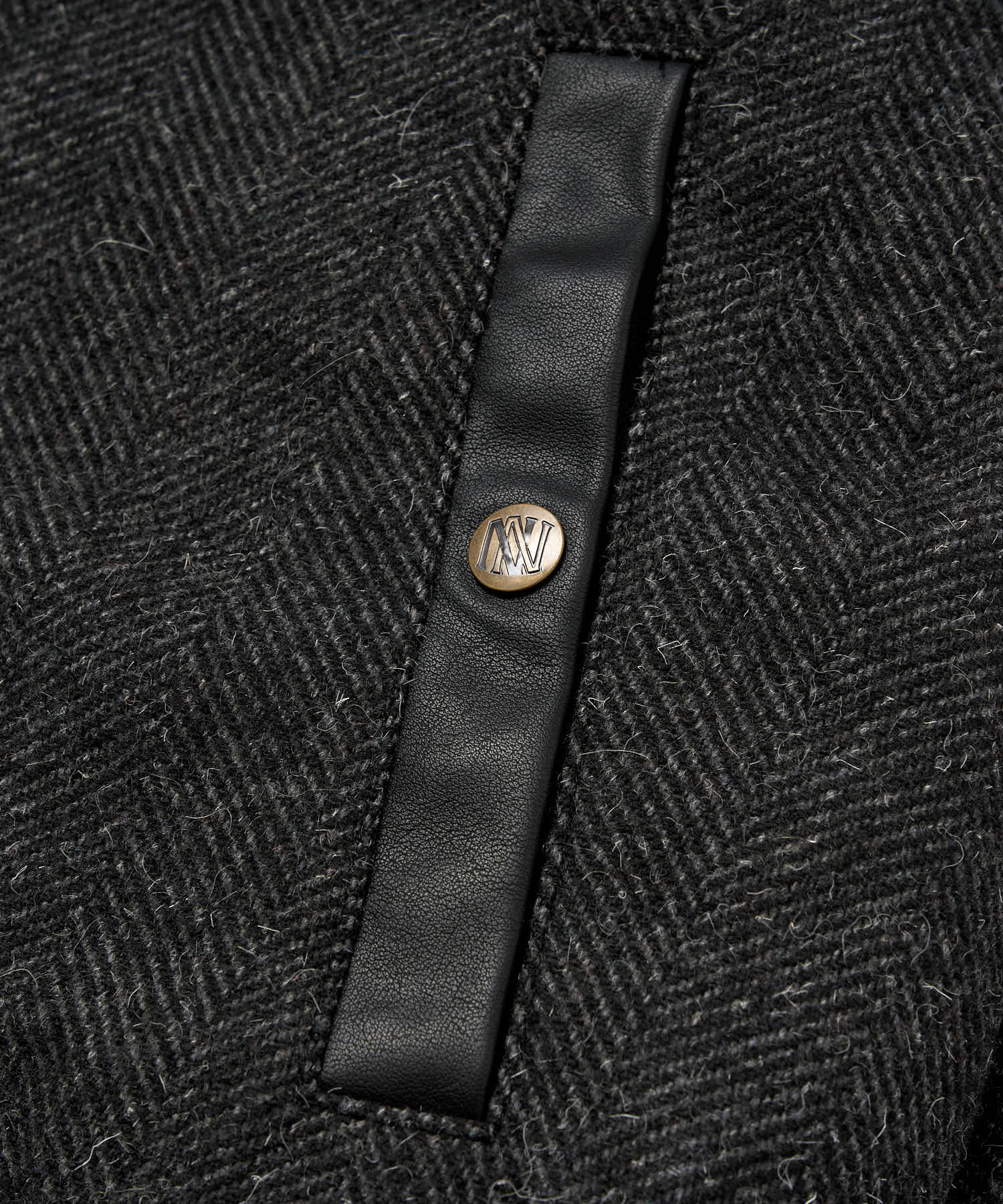 レザーヨーク中綿ツイードジャケット[Black] – Noen