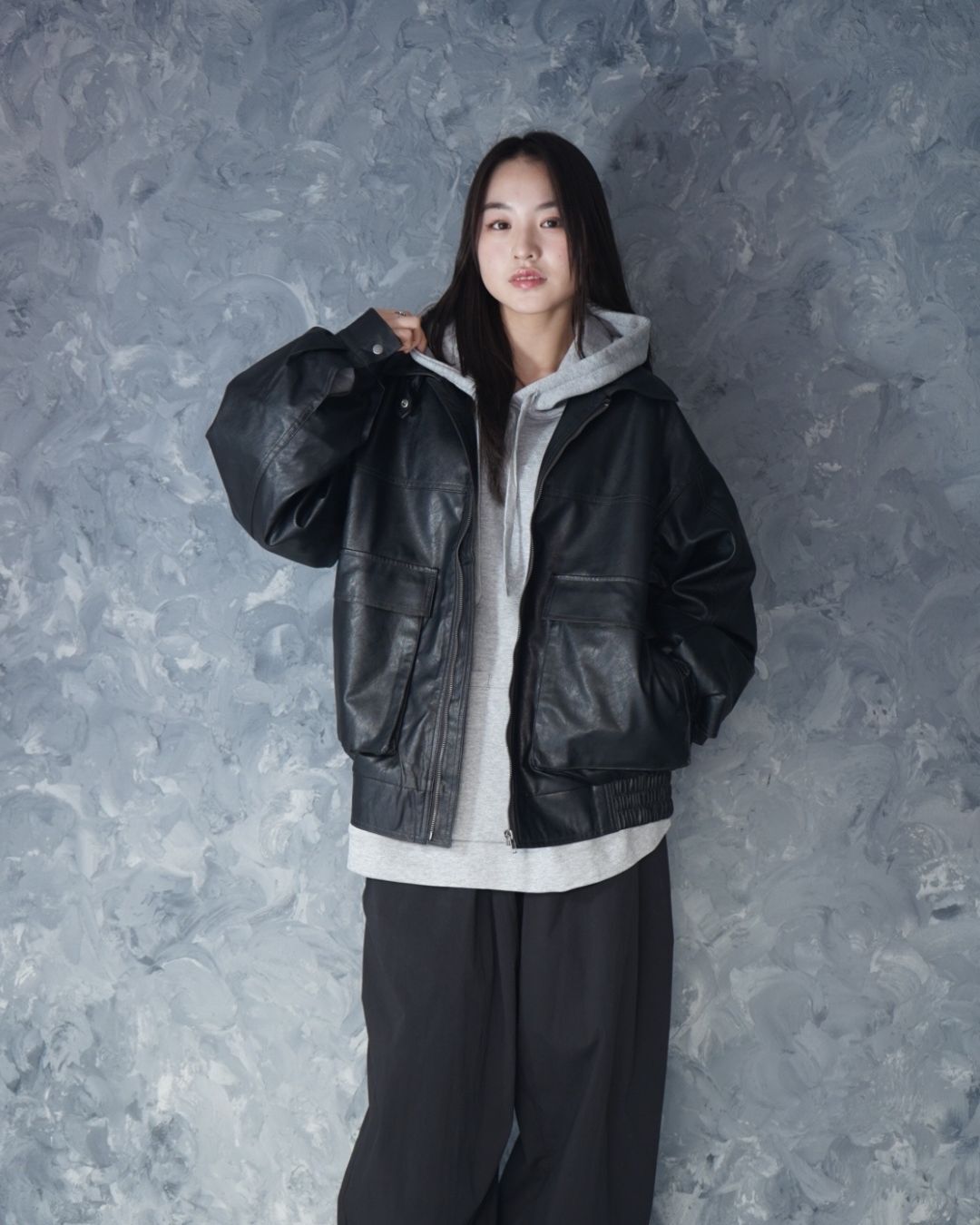 2way ヴィンテージライク PU レザー 襟ボア A-2 ジップアップ ブルゾン