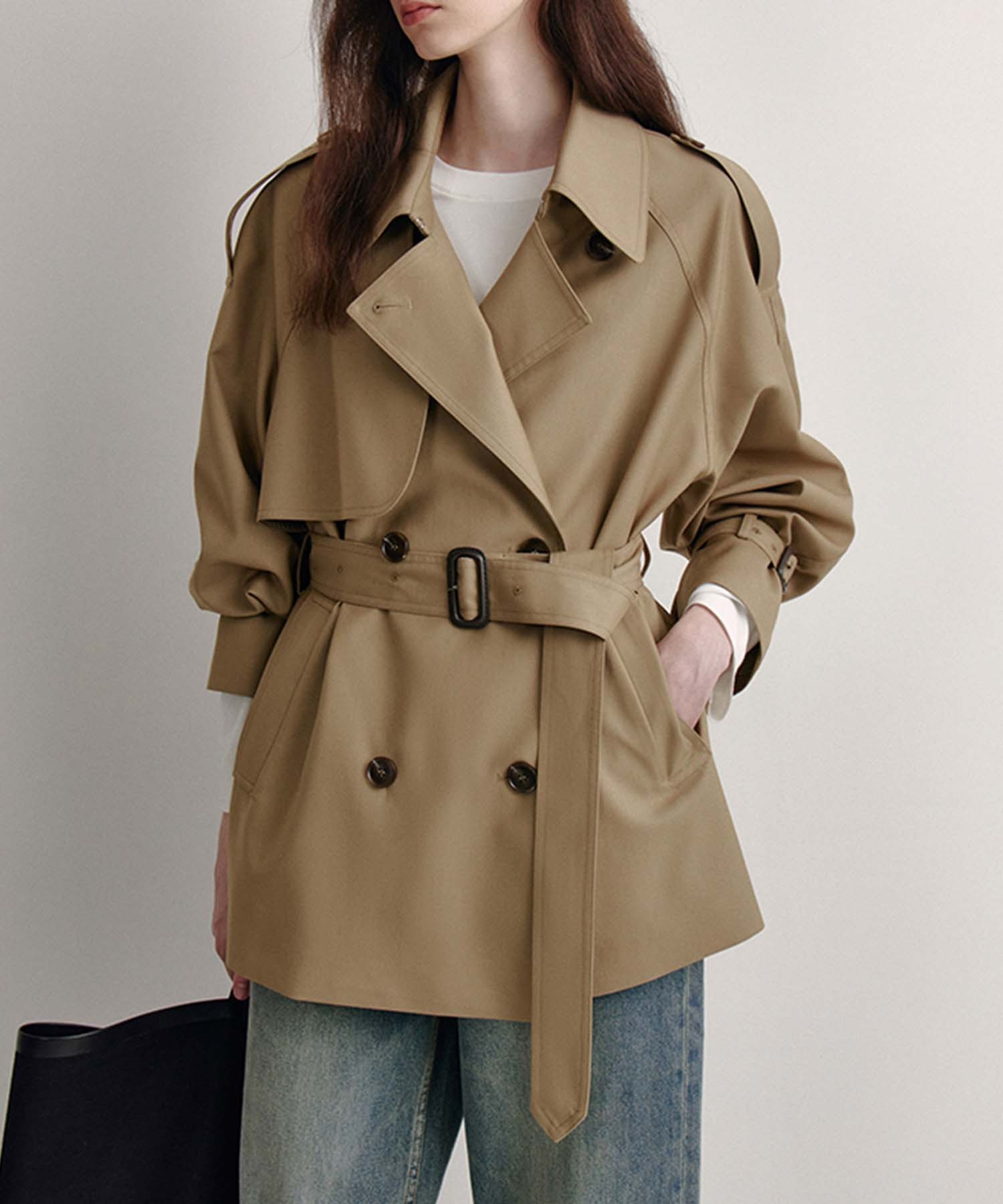 ウエストベルト付き ミドル丈トレンチコート FD24W385【Fano Studios