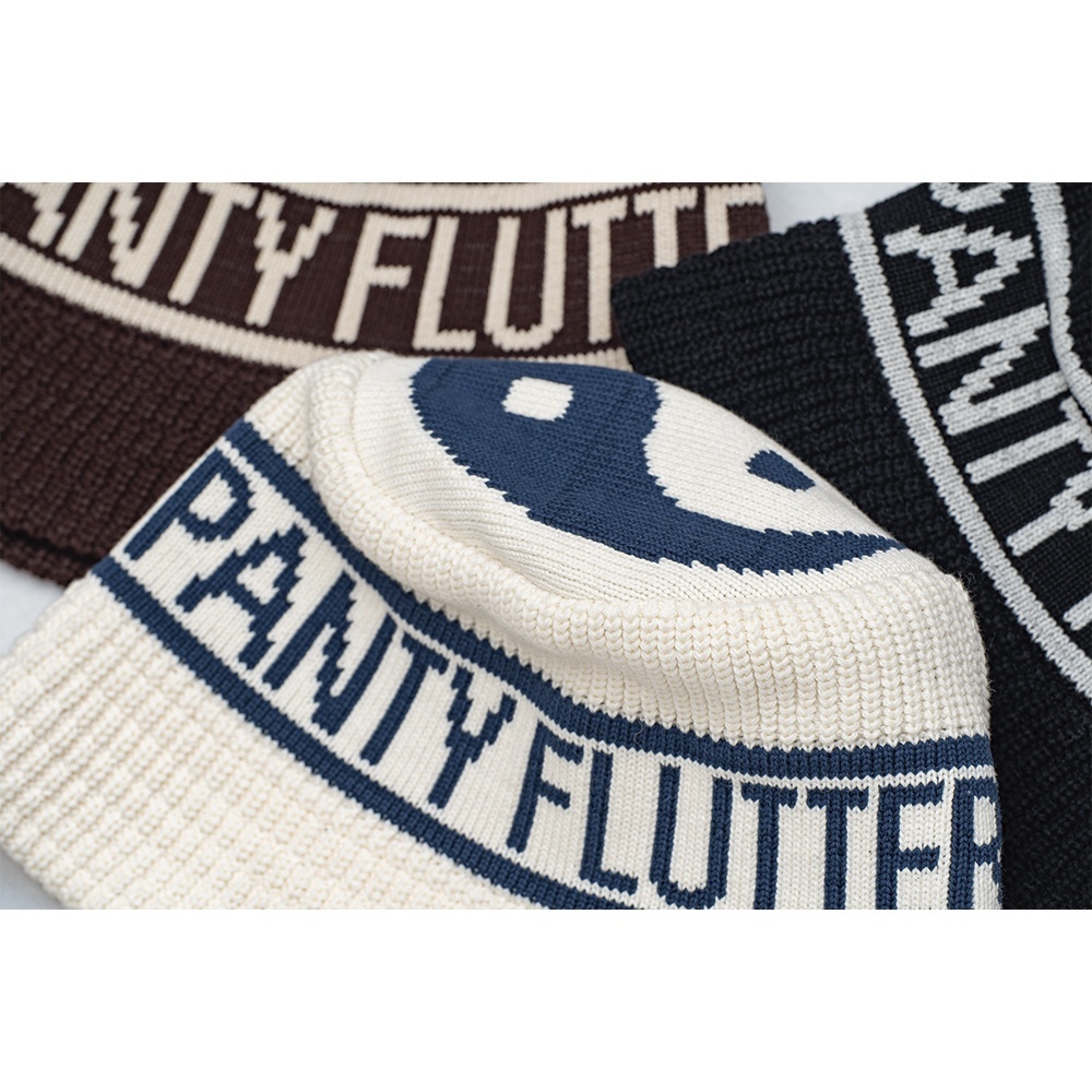 FLUTTER] PANTY DROPPER xFLUTTER Yin yang Knit Bucket Hat BLACK