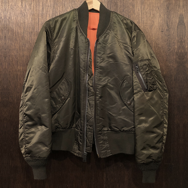 Corinth Mfg Co MA-1 Flight Jacket Brown Nylon Twill Medium Made in