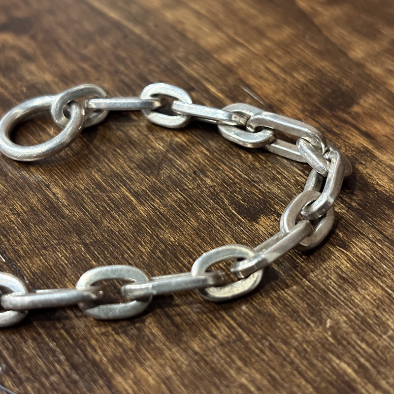 Vintage Silver Square Cross Section Chain bracelet Toggle Clasp T