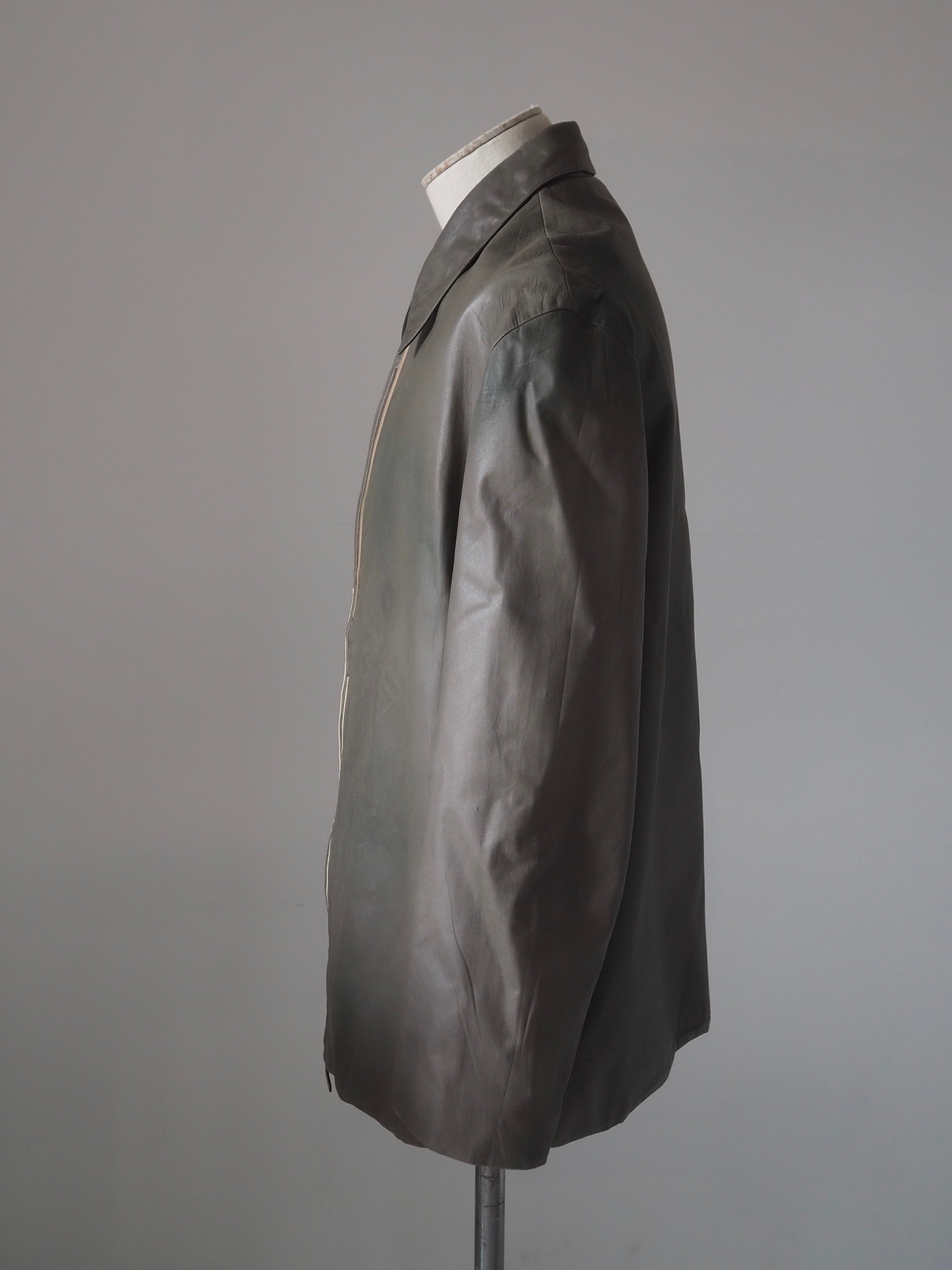 HERMES エルメス ラム レザー ジャケット 54 カーキ メンズ ヴィンテージ