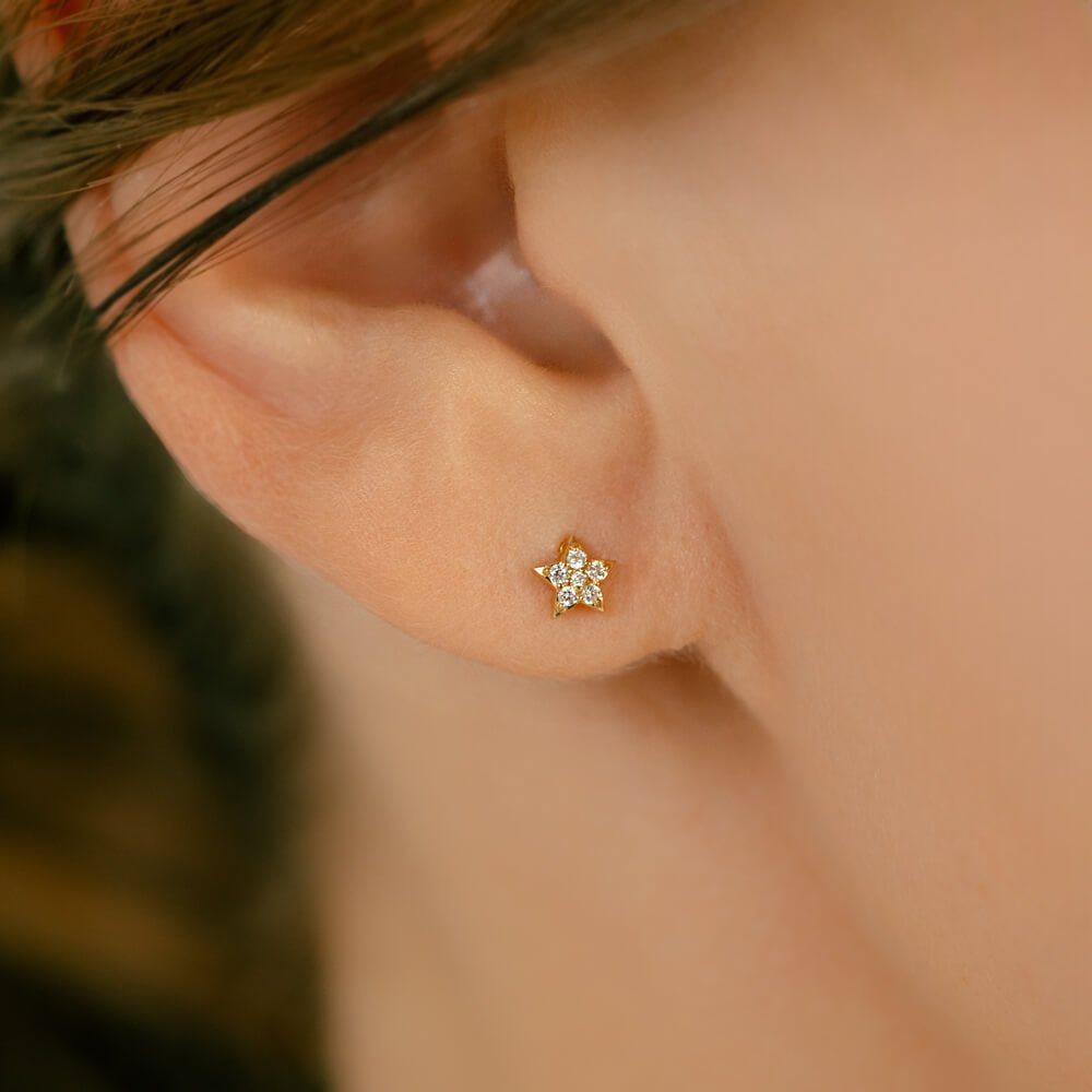 星のボディピアス | ダイヤモンド スター(星) 軟骨ピアス・ボディ