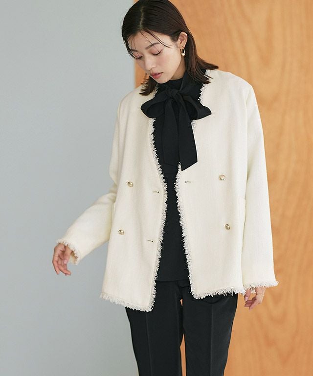 ノーカラーフリンジツイードジャケット【スピード配送】 | 【公式