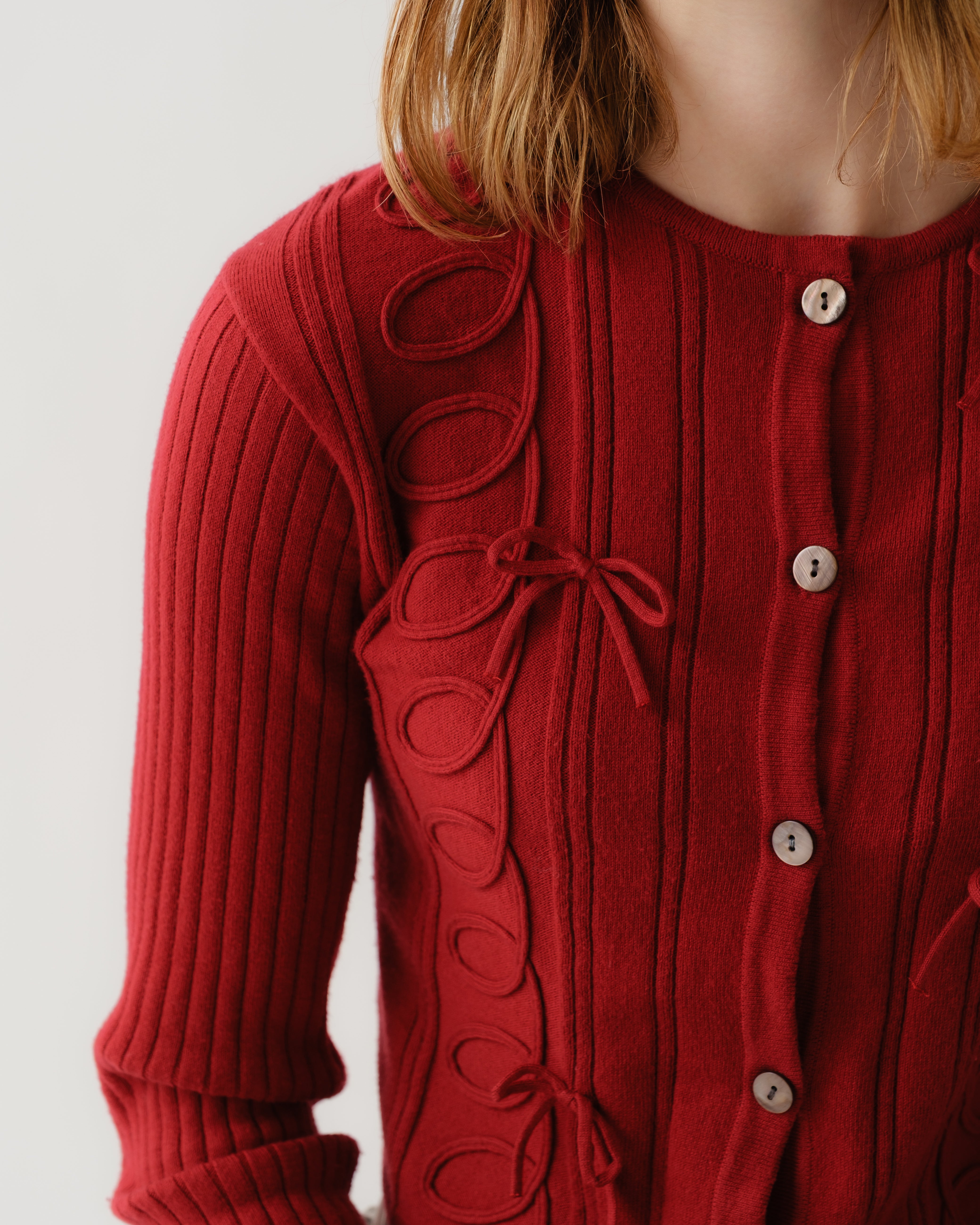 Kurukuru ribbon rib knit cardigan