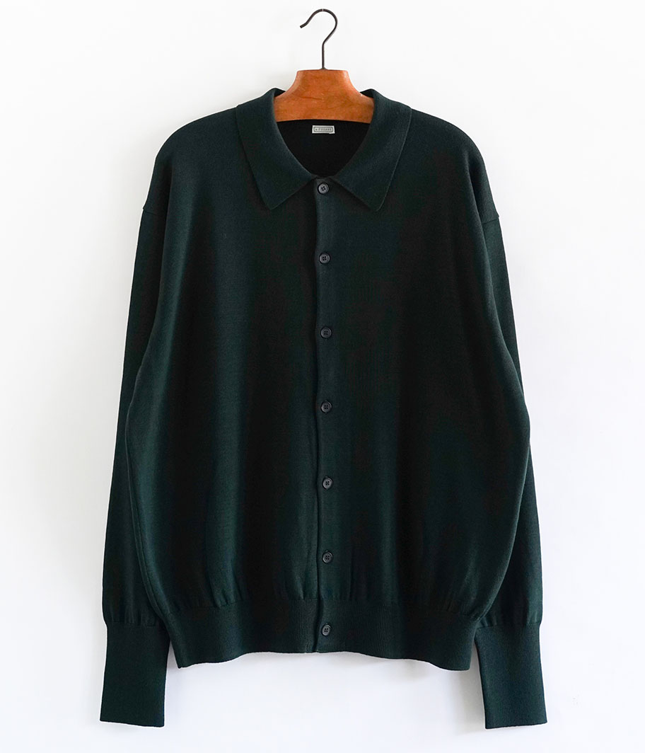 A.PRESSE Wool Knit Polo Collar Cardigan [GREEN] - Fresh Service