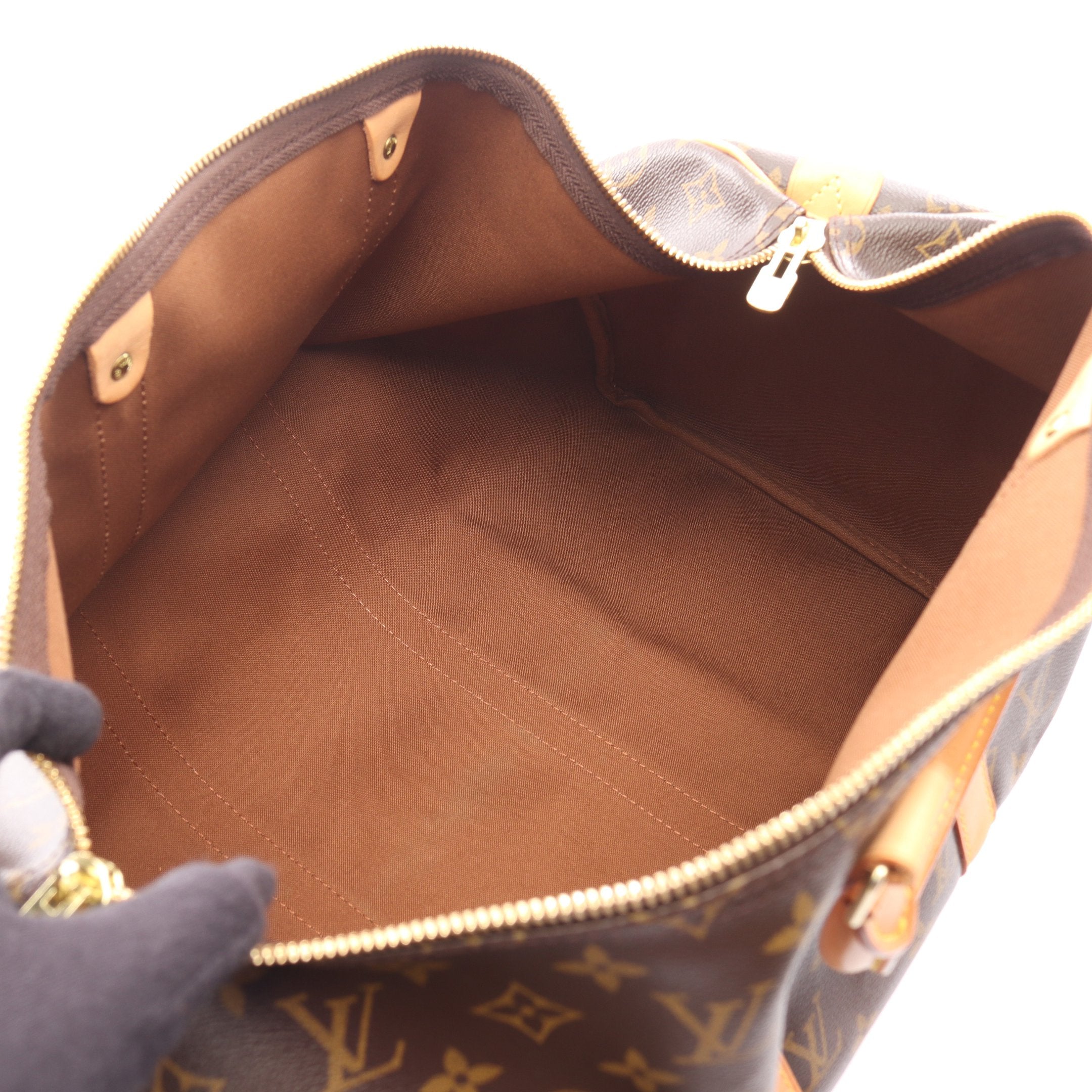 キーポル50 モノグラム ボストンバッグ PVC レザー ブラウン ルイ