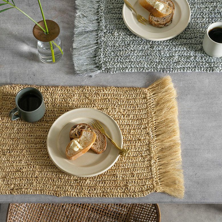 ランチョンマット 天然素材 ラフィア フリンジ付き 60cm × 34cm ランチ