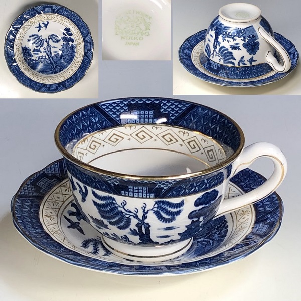 ニッコー山水ウイローカップ＆ソーサー青R8840 : 昭和レトロ食器