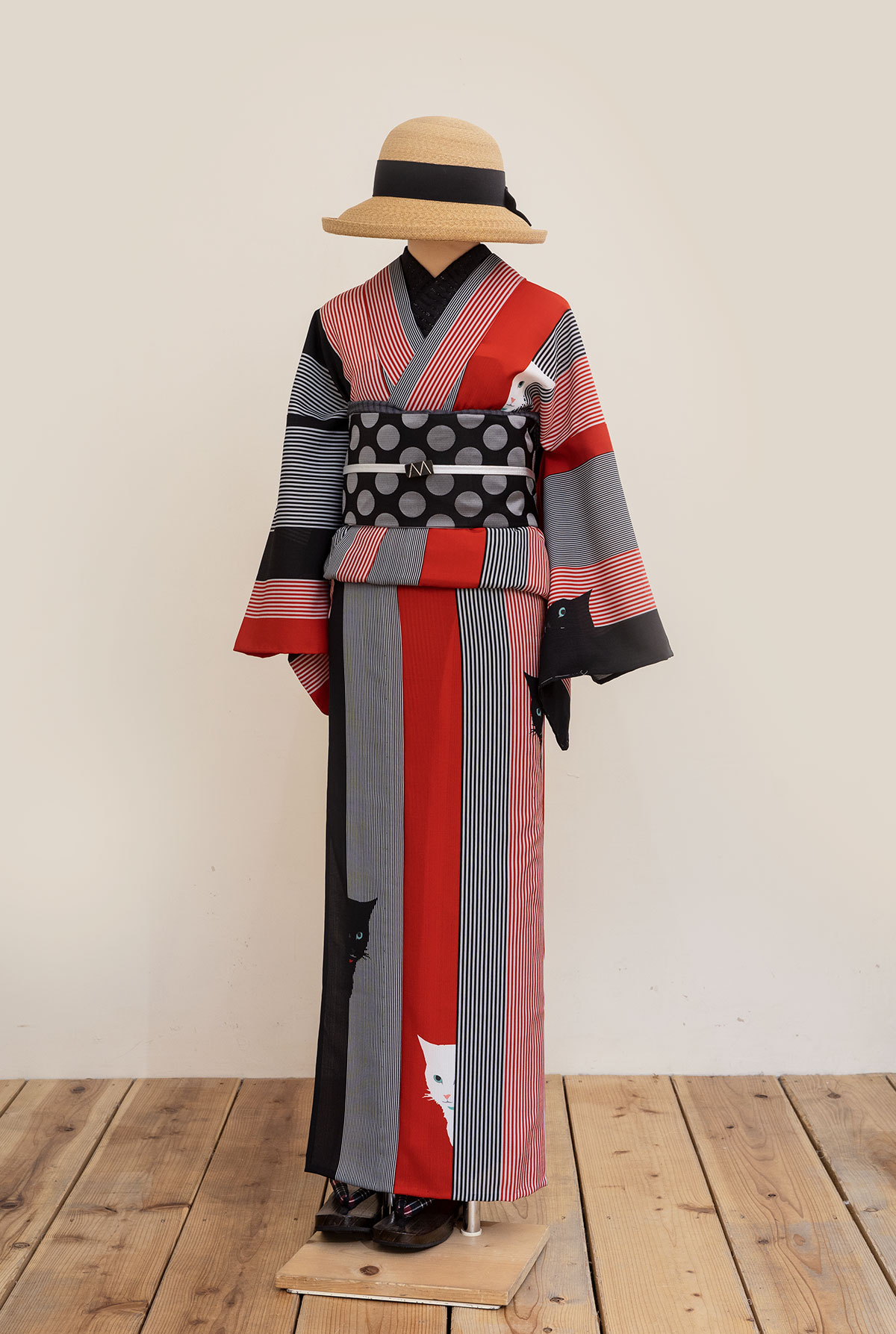 セオα夏着物・浴衣（猫、人見知り/赤） | ＃さく研究所