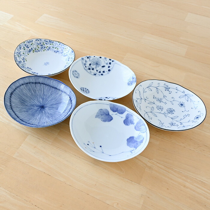 楽天市場】美濃焼 古染絵変り 楕円取鉢揃 20639 : ギフトのお店