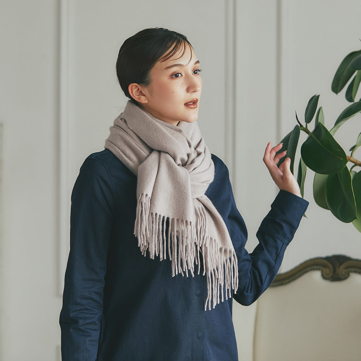 カシミヤ大判 ストール グレージュ – INTERMODE KAWABE