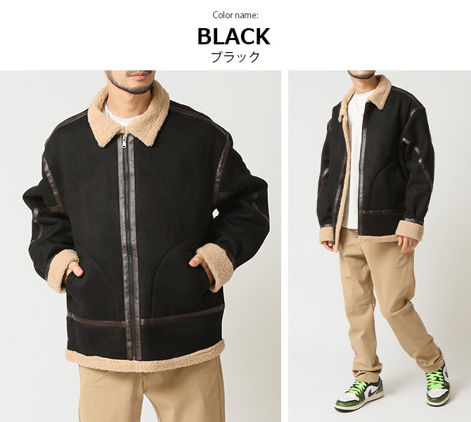 フェイクムートン ボマージャケット メンズ ムートンアウター B-3