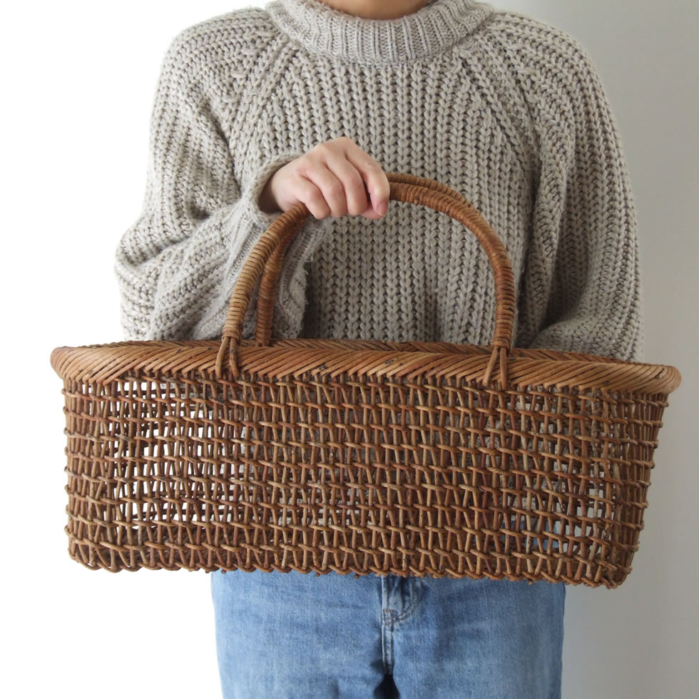 秋田県 あけび蔓細工 あけびかご 手提げかご 特上透かし編み こだし