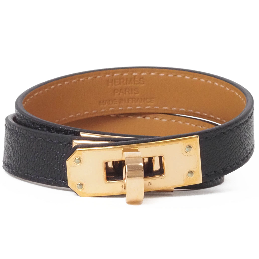 HERMES（エルメス） レザーブレスレット ケリー ドゥブルトゥール 黒