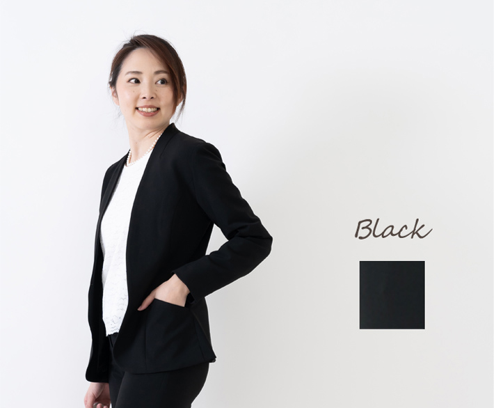 日本製」 ノーカラー ジャケット カラーレス 仕事 オフィス 卒業式
