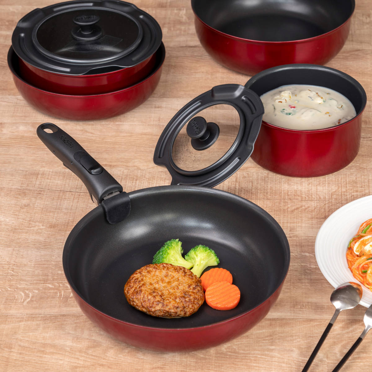 THERMOS（サーモス） 取っ手のとれるフライパン8点セット IH対応 着脱