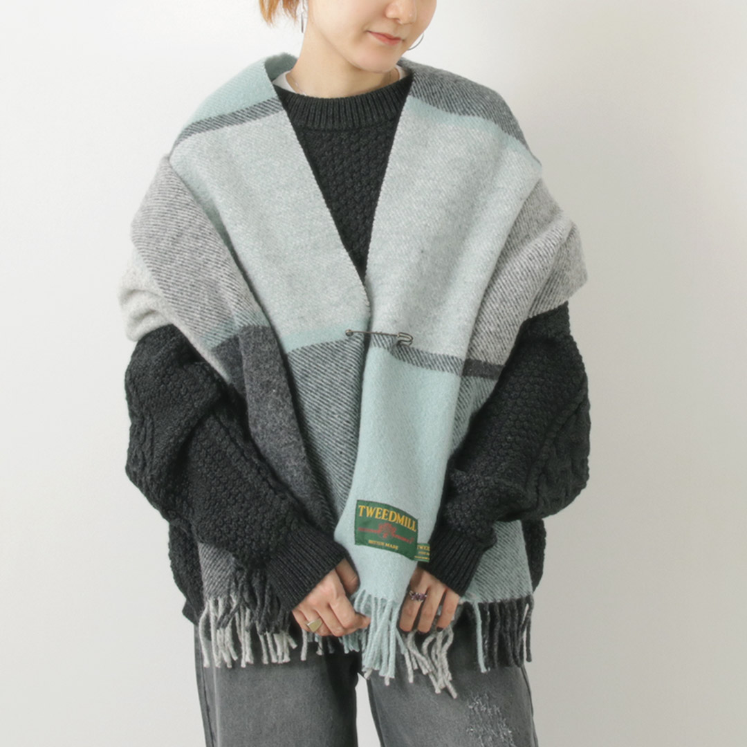 TWEED MILL（ツイードミル） 74×180 ブロックチェック ブランケット