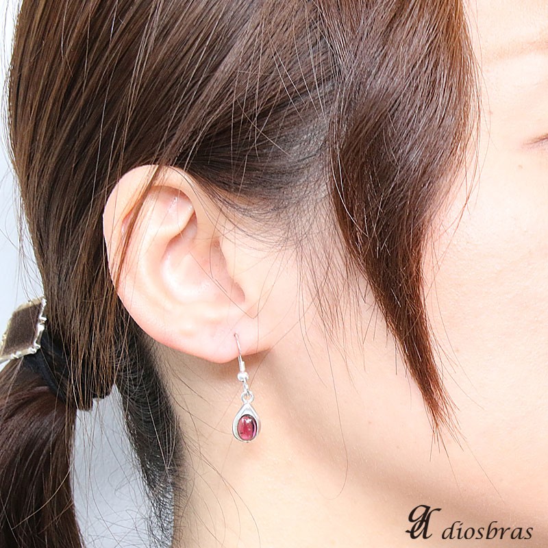 ガーネット ピアス ドロップ型 しずく 雫 シルバー925 片耳 : diosbras