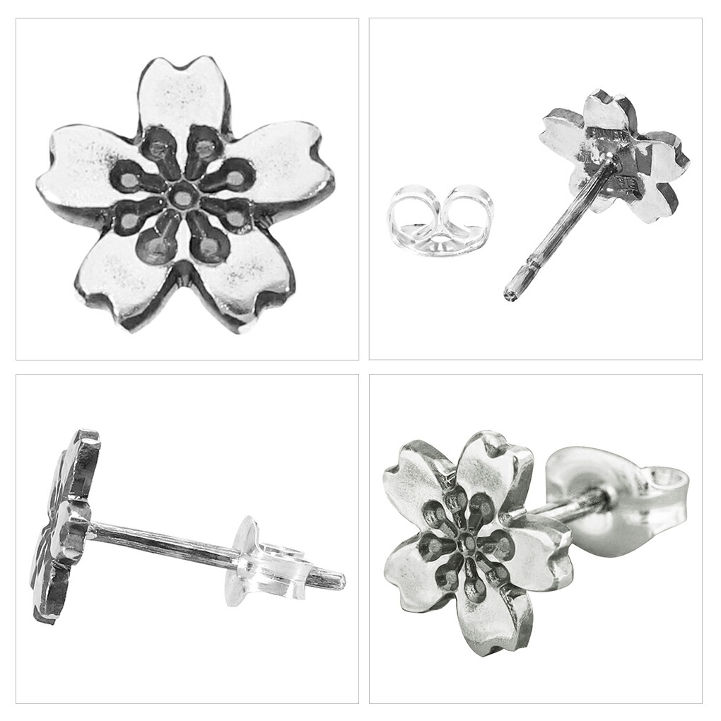 龍頭 桜 ピアス 大 1P 片耳用 シルバー さくら サクラ 春 四季 季節